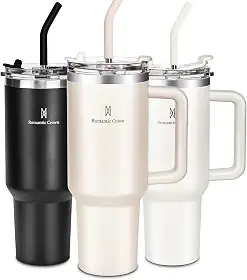 Romantic Crown Copo Térmico com Canudo Tampa e Alça 1,18L, Copos Garrafas Termico para viagem vácuo dupla camada aço inoxidável, Caneca Termica Cafe Água Chá,Presente, Fitness (Rosa claro)