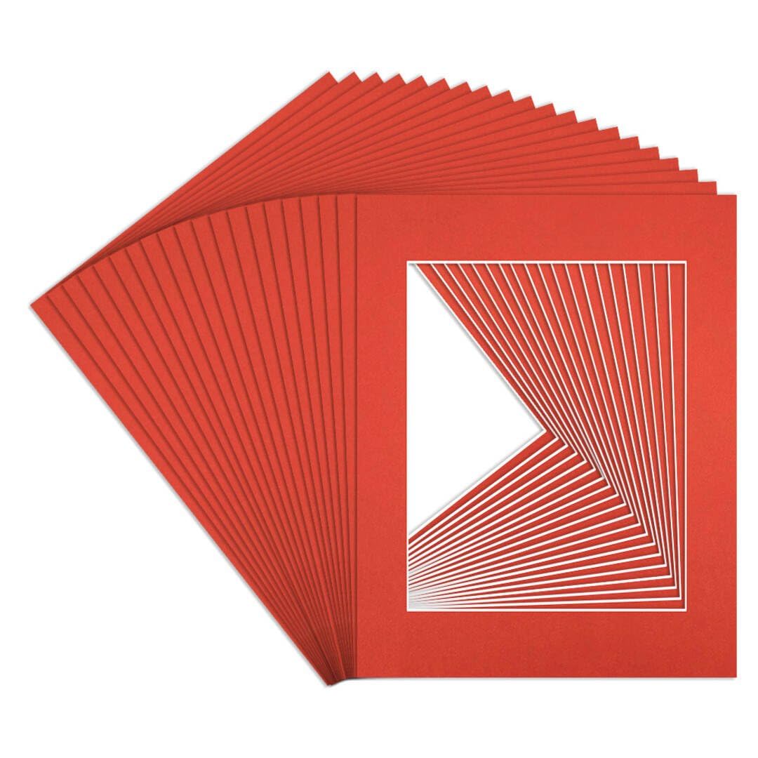 Procut Global 14x11" Poppy Red Picture Mounts to Fit 10x8" Aperture - Precision Cut Cardboard Photo Mount - Ideal for Frames, Prints, Artwork & Certificates - Sizes & Colours Available - 20 Pack