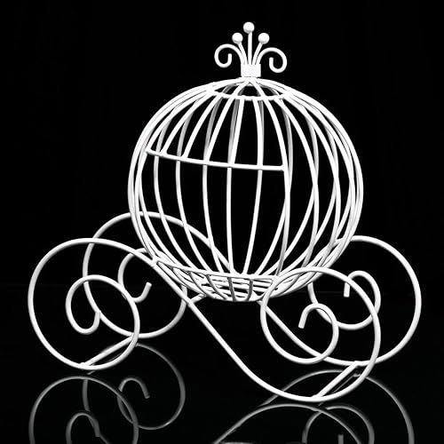 Miniatura 5 de Andersons - Centro de mesa de entrenador de Cenicienta de alambre blanco, elegante cuento de hadas, boda, despedida de soltera, graduación,