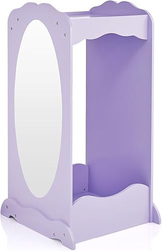 Miniatura 3 de Guidecraft Centro de disfraces  Natural armario de madera con espejo para niños, estación de almacenamiento de juegos de simulación con estante y