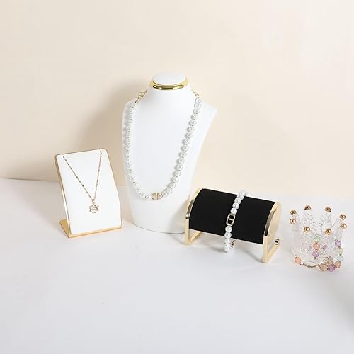 Miniatura 8 de GemeShou Soporte de almacenamiento de collar blanco para vender, organizador de soporte de collar de terciopelo, soportes de exhibición de busto de