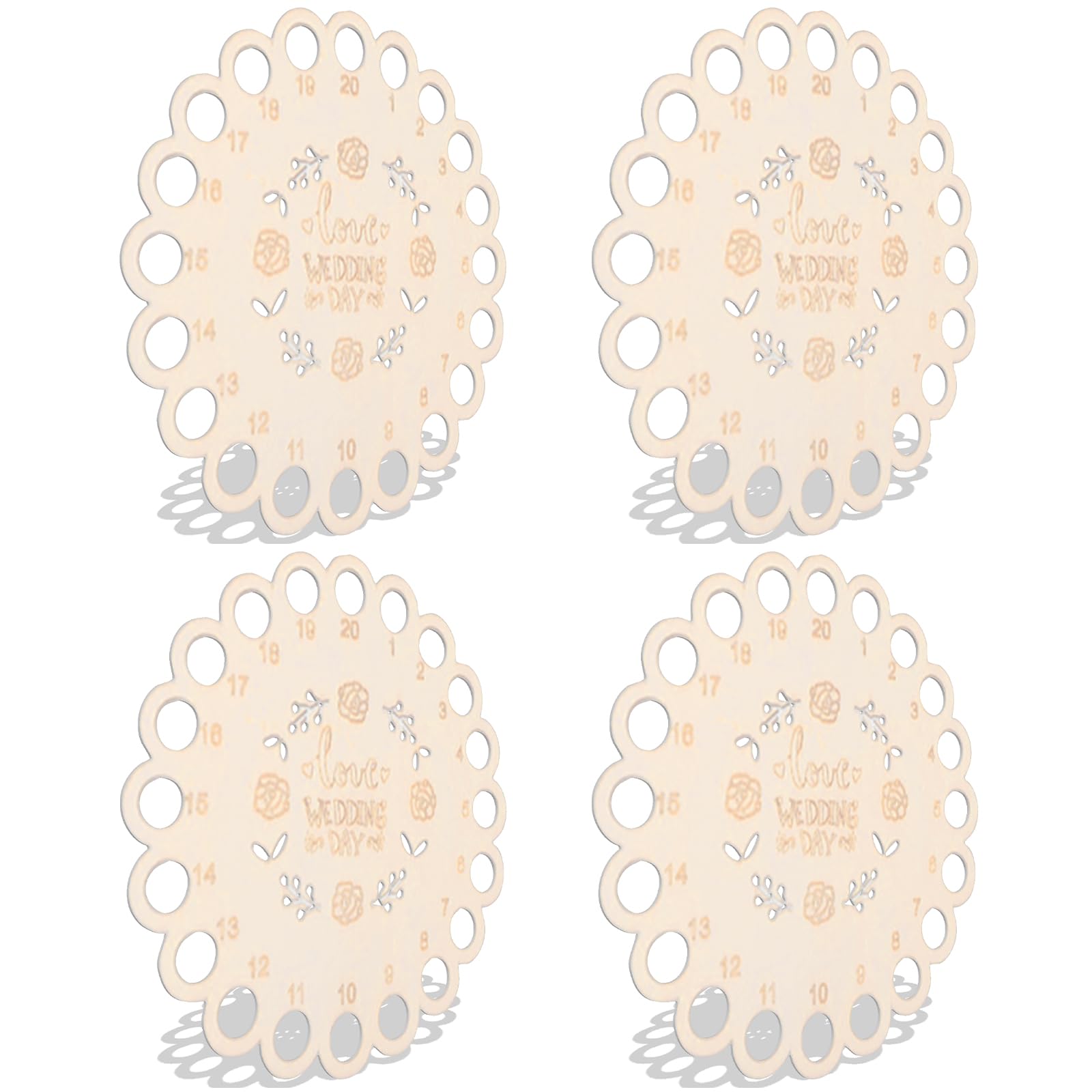 Qusinfc 4Pcs Multipurpose Embroidery Thread Organiser Wood Stitching Thread Holder Disc for Home Travel Wood Floss Organiser