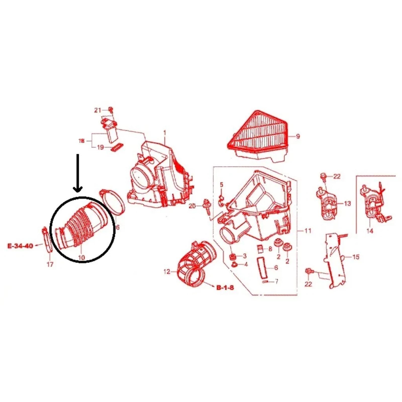 Luftfilter Ansaugschlauch Rohr Geeignet für 2013-2017 Honda CR-V CRV 1.6 17228-R5Z-G01, Luftansaugschlauch Ansaugrohr