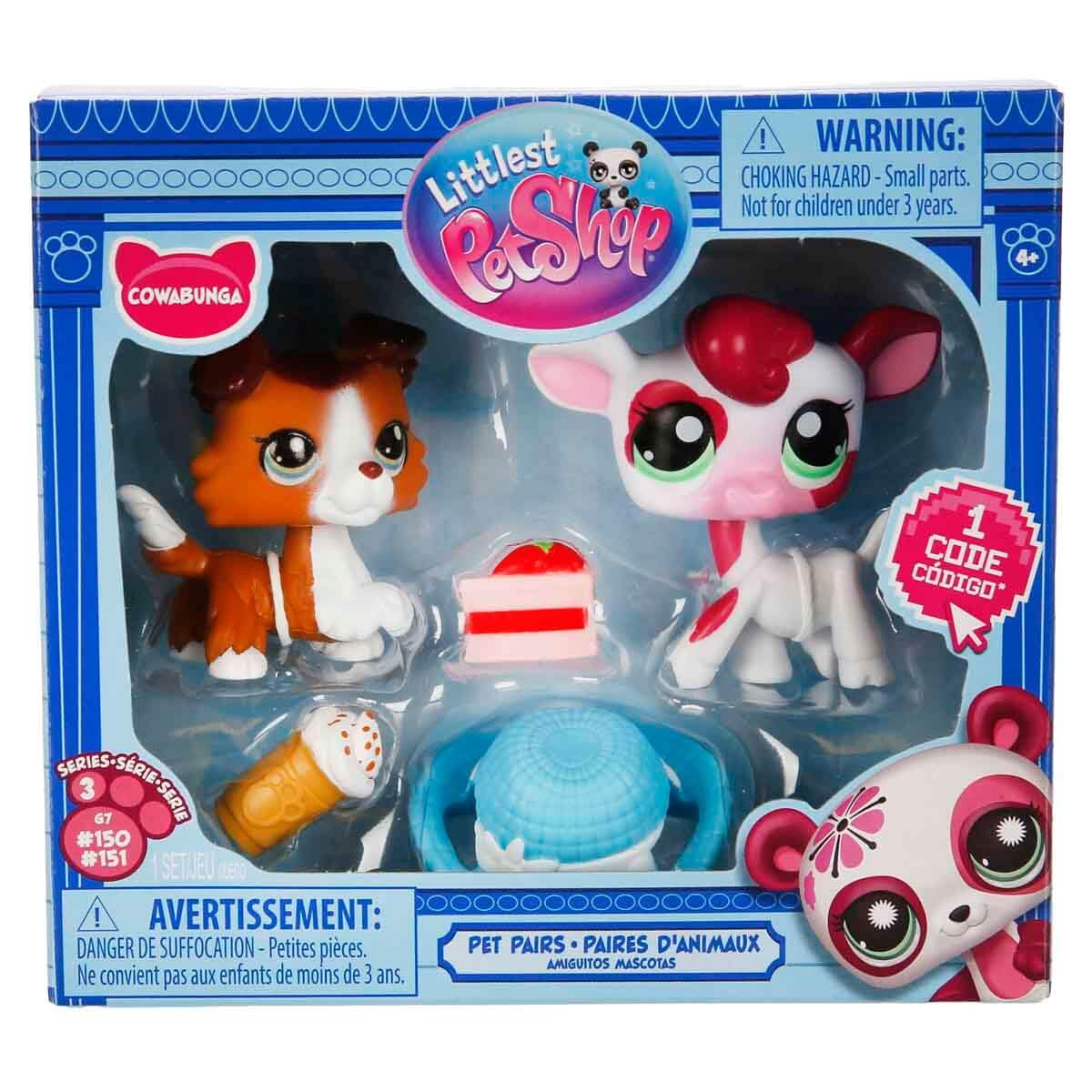 Littlest Pet Shop Minis 2er Set Figuren S3-151&150 Collie Hund und Kuh