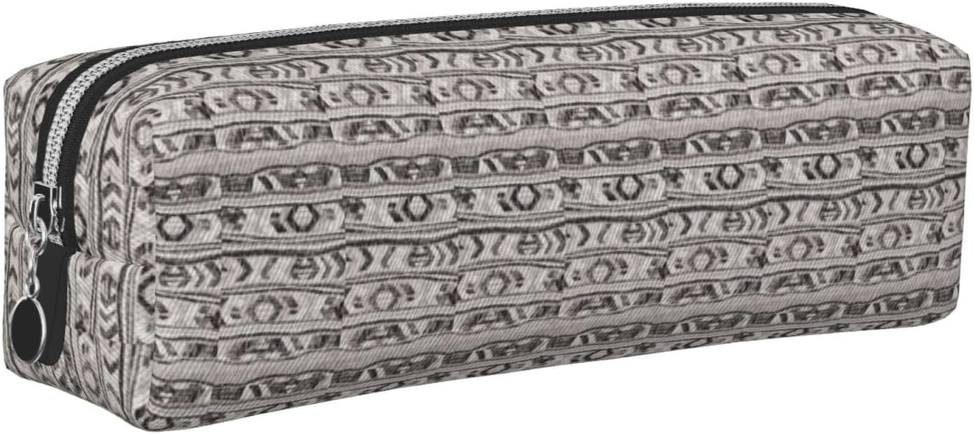 Grey Tribal Print Pencil Case Adults Daily Office Supply Storage Pen Bag Stationery Organizer