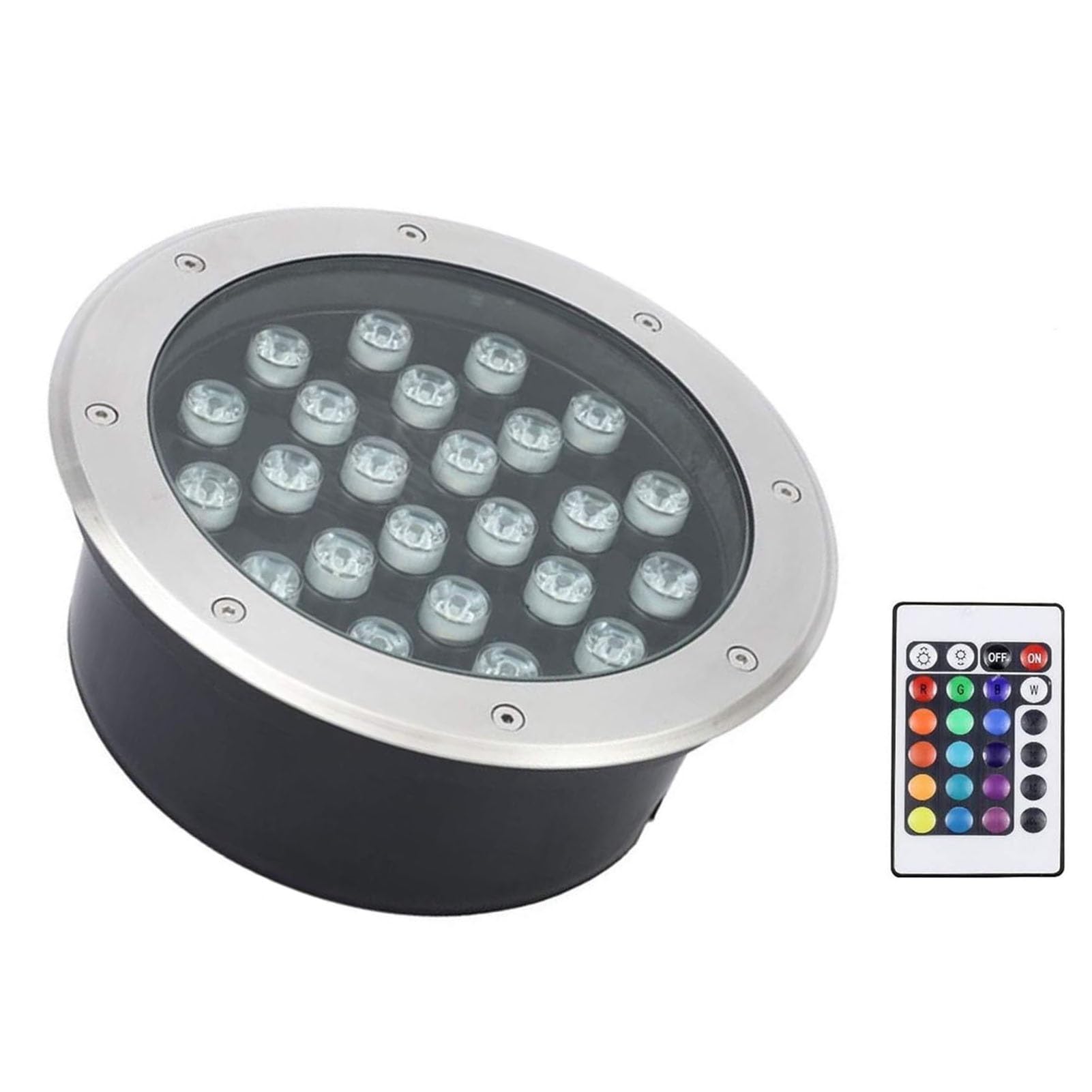 Incasso Faretto Subacquei - Faretto Incasso A Terra, Faretto Subacqueo Impermeabile IP68, Faretto Da Terra A LED Con Cambio Di Colore RGB, Per Giardino, Faretti Per Piscina, Con Telecomando(24V,15w)