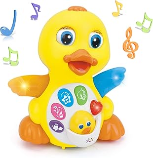 Woby Musical Duck Toy, Baby Preschool Educational Learning Toy with Music and Lights,Infant Light Up Dancing for 1 Year Old Toddler