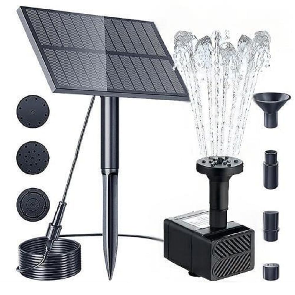 IJSDNVJNDX Water Fountain Solar Powered Pump 1.5W 5V 160L/H for Bird Bath Pond Garden Decoration