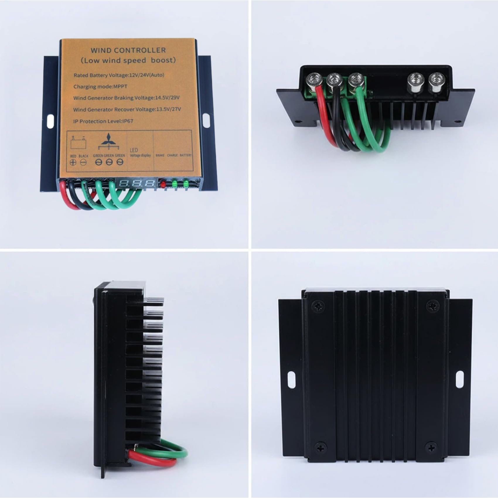 Regulator ładowania wiatrowego o niskiej prędkości rozruchu, 12V/24V z automatycznym wyświetlaczem LCD do systemu generatora wiatrowego 100W-9000W