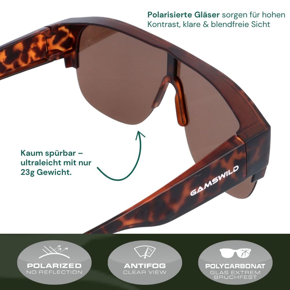 Gamswild WO7530 Überbrille - Sonnenbrille - Sportbrille - bruchsichere Polycarbonatgläser mit 100% UV400 Schutz – 26g