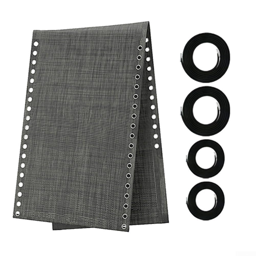 Schwerelosigkeitsstuhl Ersatzbezug 160x48 cm mit Seilen, Wetterfester Liegenstoff für Garten Camping Strand, Reparaturset inkl. Lange und Kurze Schnüre, Blau Grau Schwarz Beige(Gray)