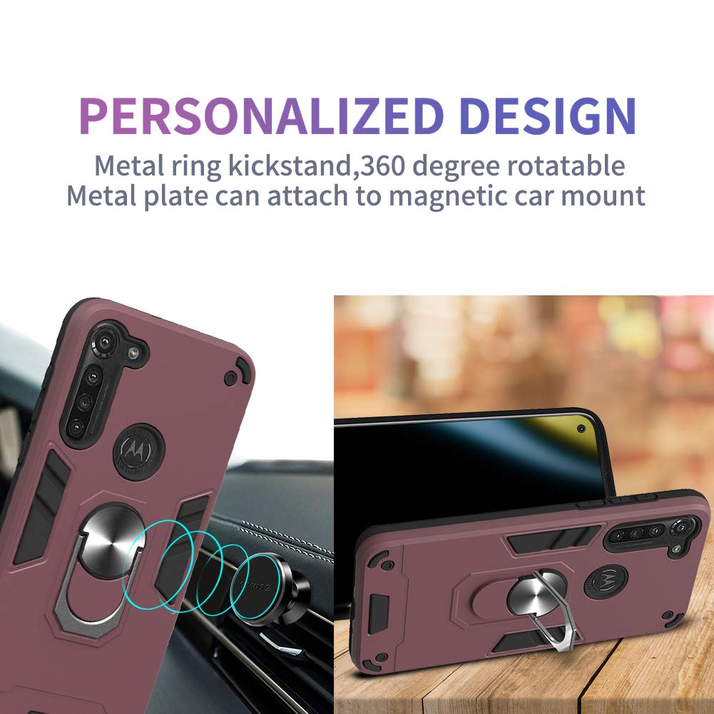 SATURCASE - Custodia protettiva per Motorola Moto G8, comoda al tatto, in pelle PU, con doppio magnete, per Motorola Moto G8, colore: Viola