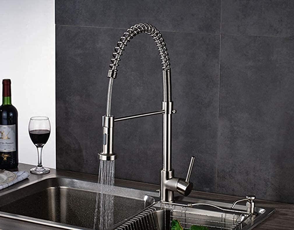 BHFPFZA Brushed el Kitchen Faucet Single Handle 360° Swivel Mixer Tap Hot & Cold Water Sink Faucet for Modern Kitchens & Slish Design