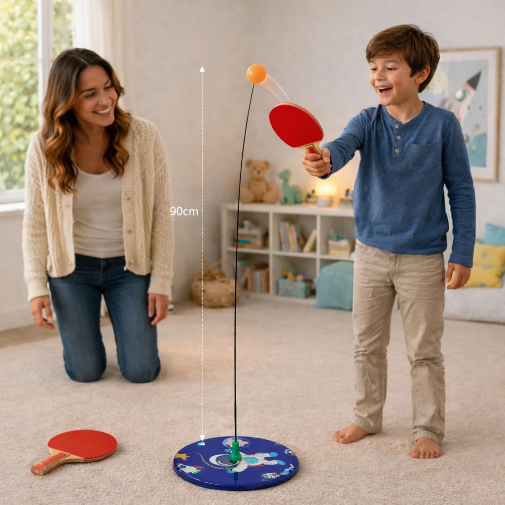 Goyal's Rebound Table Tennis Trainer Set, Self Training with Elastic Soft Shaft Ping Pong Ball, Portable Wiff Waff Table Tennis Trainer for Indoor Outdoor Use for Boys Girls-image-19