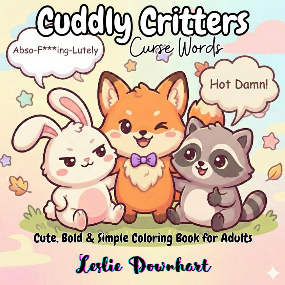 Cuddly Critters: Curse Words: Cute, Bold & Simple Coloring Book For Adults