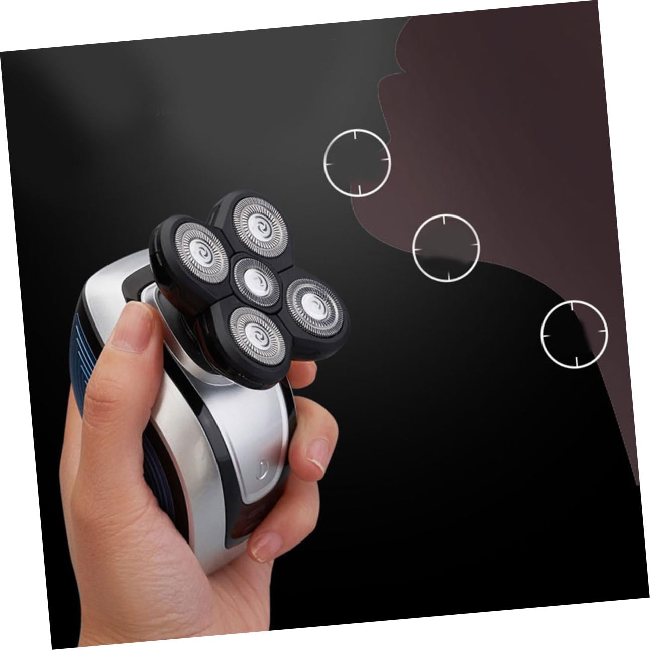 Housoutil Rasoio Elettrico USB Ricaricabile a 5 Lame Testine Flottanti 4D Spazzola Rotante per Viso Ipx6 Doppio Uso Barba e Chioma Ricarica USB per Uomo