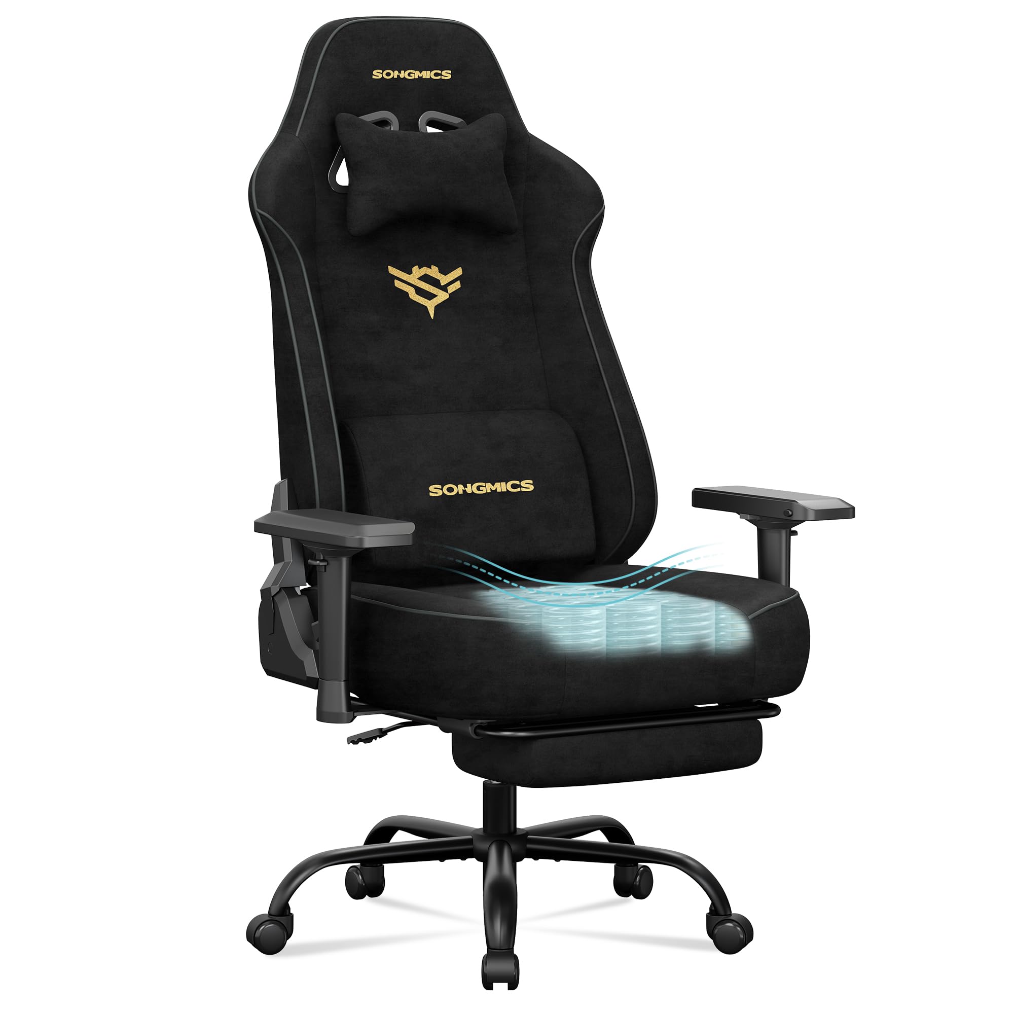 SONGMICS Chaise Gamer, Fauteuil Ergonomique, Capacité 200 kg OBG095BH01