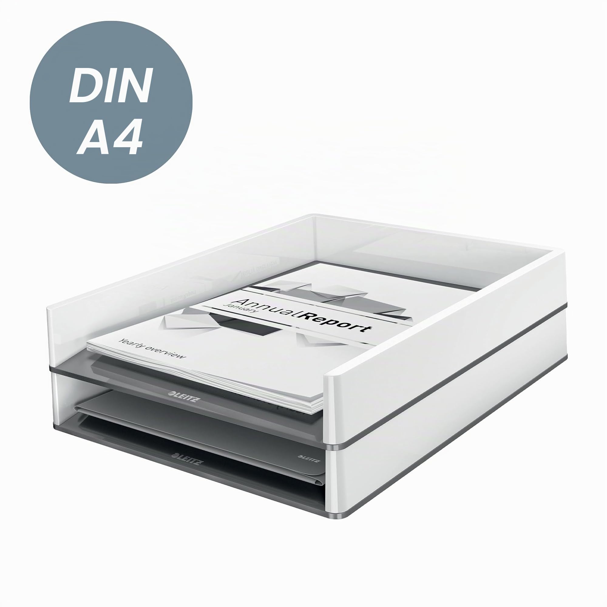 Leitz WOW Briefkorb Duo Colour, 4 Stück, weiß, 53611001