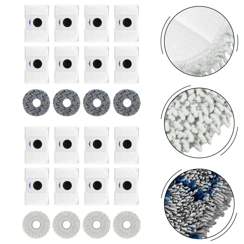 Donkivvy Kit di 12 panni per , sacchetti per aspirapolvere, accessori per aspirapolvere per Ecovacs per Deebot T20 Omni/X1 Omni/X1 e Omni Robot, 4 panni , 8 sacchetti per la polvere