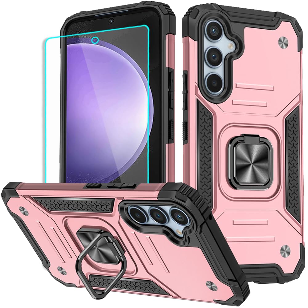 for Samsung S23 FE Case: S23 FE Case with Screen Protector: (Heavy Duty) Military Grade 360° Rotatable Kickstand Shockproof Protective Cases for