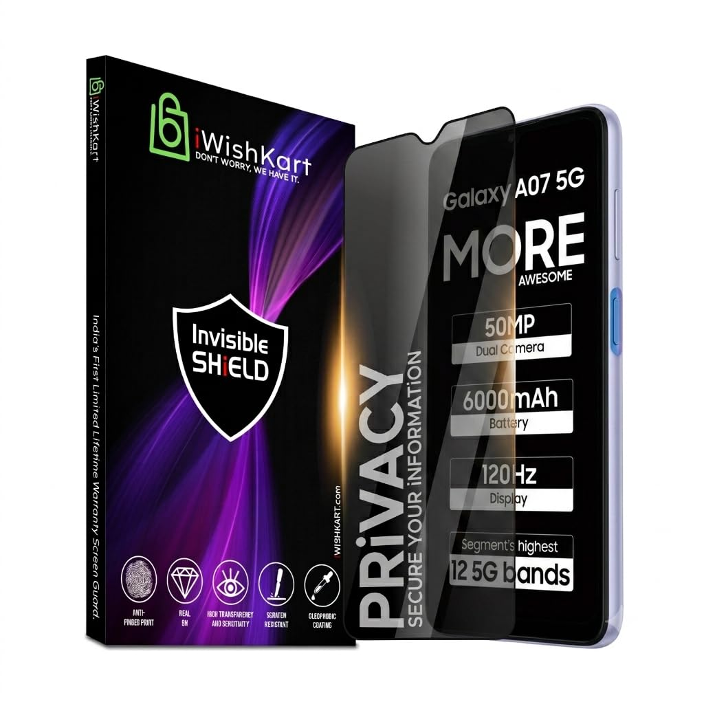 Military Grade compatible with Samsung Galaxy A07 5G Privacy Antispy Tempered Glass screen protector guard Full Edge to Edge 9H Full Glue FHD with Easy Installation kit | 0 Inch-image-26