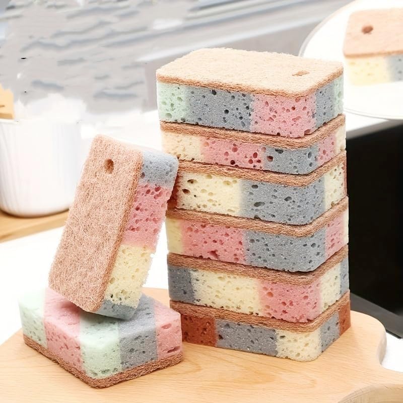 Esponja de queso de color de cocina, 5 piezas, esponja de aceite antiadherente de doble capa mejorada para limpieza de platos, ollas, cepillo de disponible en Yaxa Peru