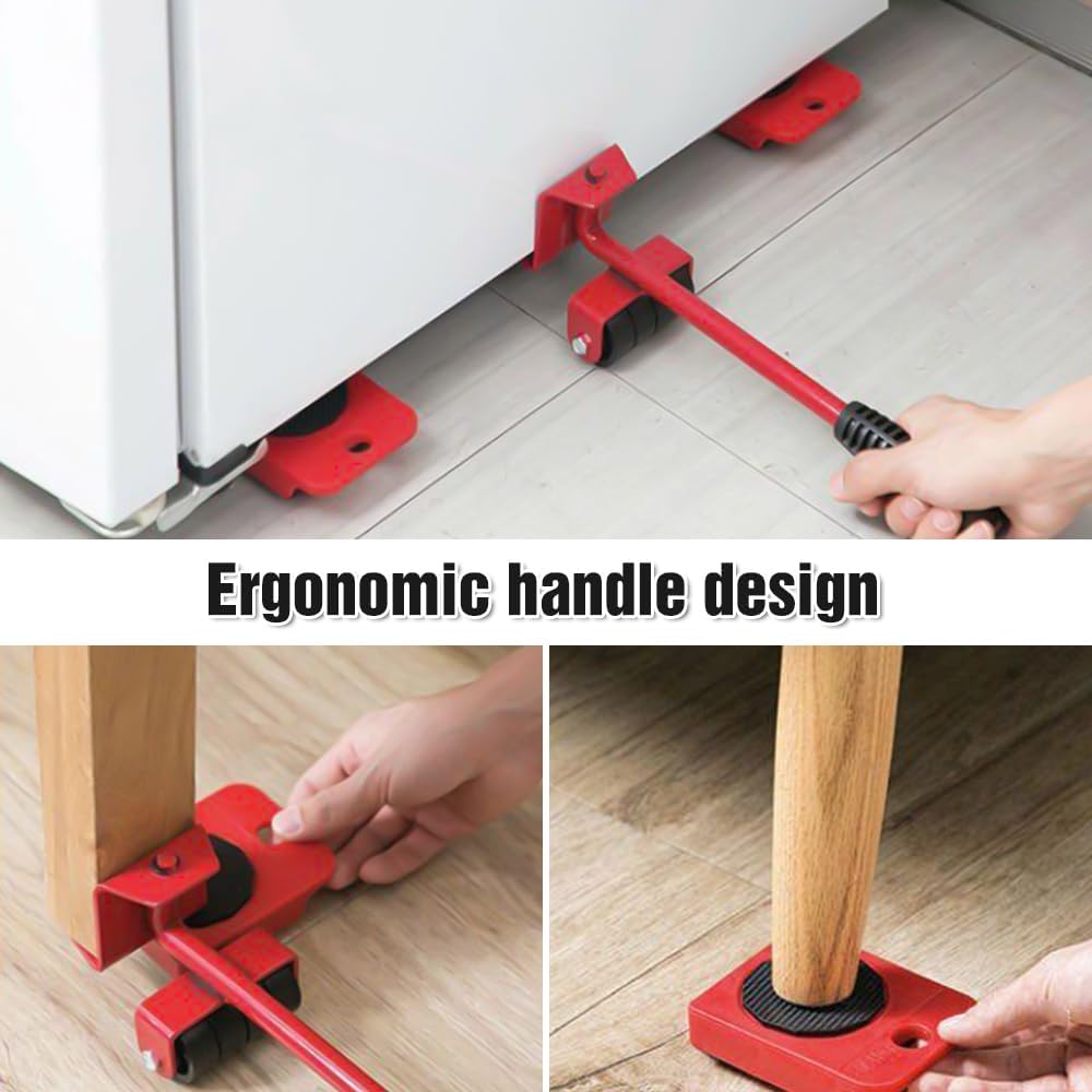 Kit di trasloco con sollevatore per mobili, leva regolabile in altezza, cursori e 4 ruote girevoli, strumento resistente per spostare facilmente divani e mobili, set completo