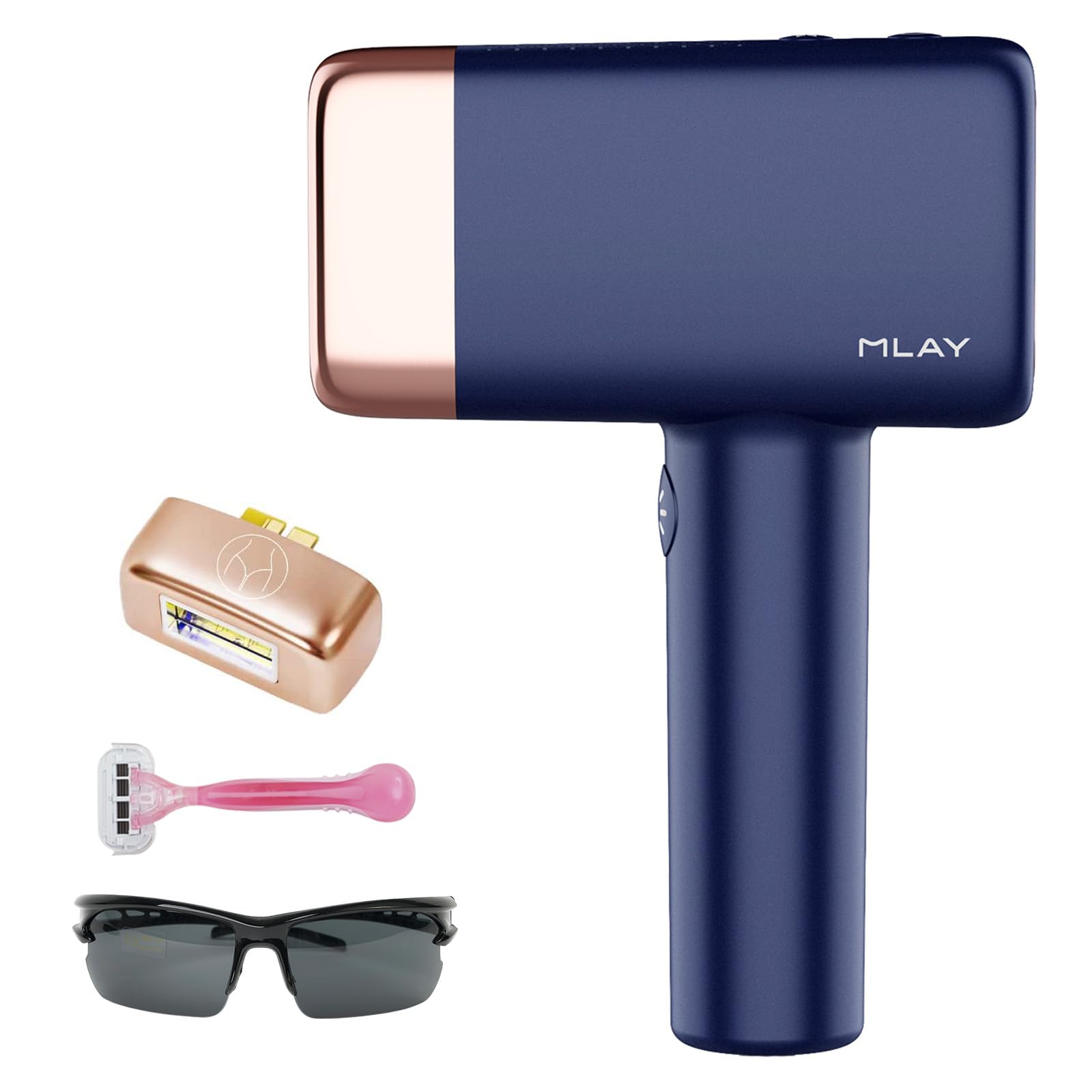 IMENE MLAY T14 Laser Hair Removal w/ Ice Cooling, 0.5s/flash, 500,000 Flashes, 5 Energy Levels, Home Permanent Painless IPL Laser Hair Removal Device Arm Leg Armpit Bikini Line(1*Bikini+1*HR Lamp)