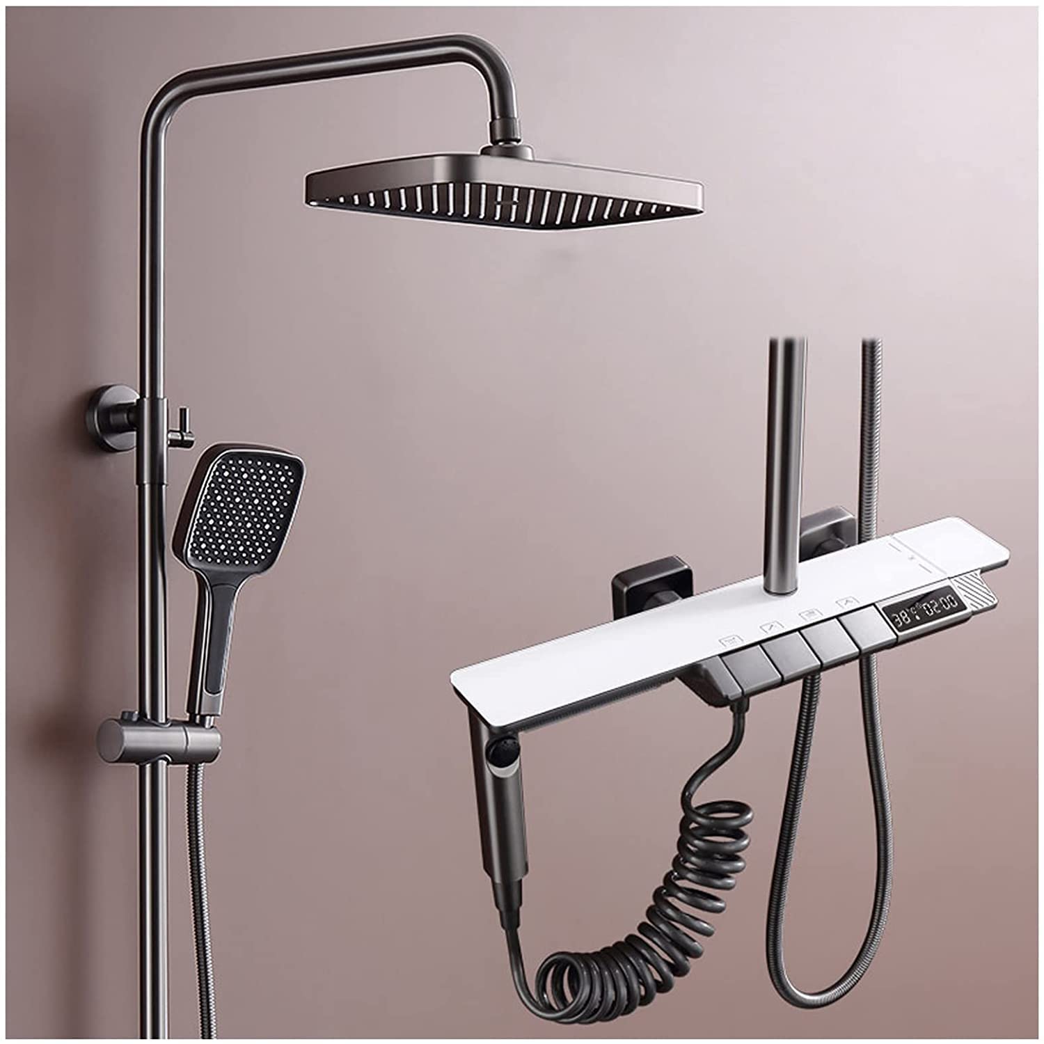 Système de douche à effet pluie thermostatique complet mural ensemble robinet