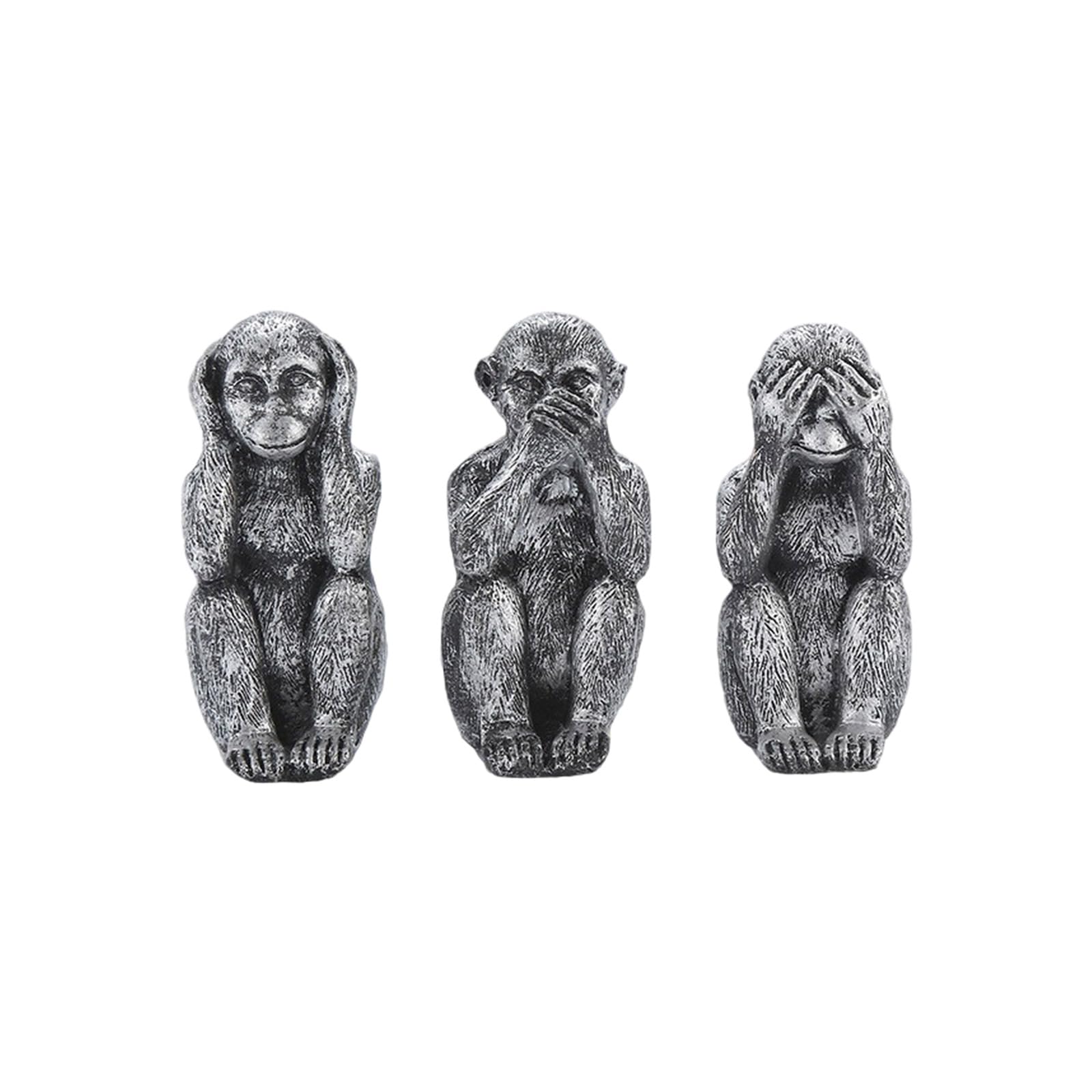 Azxcvbnm Three Wise Monkeys Statue Figurines See Not Hear Not Speak Not Evil Ornaments For Living Room Office Decoration