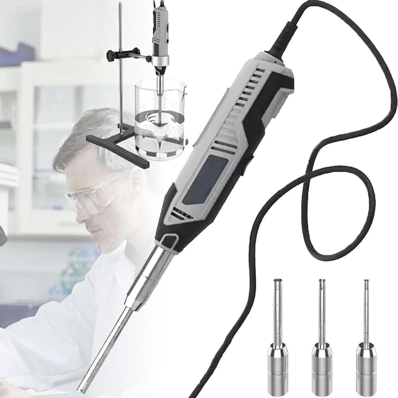Szybki homogenizator tkanek do laboratorium, 0,5-250 ml, 6 regulowanych prędkości, zawiera głowice 6 mm, 8 mm, 10 mm, stojak w kształcie litery H, idealny do żywności, leków, kosmetyków
