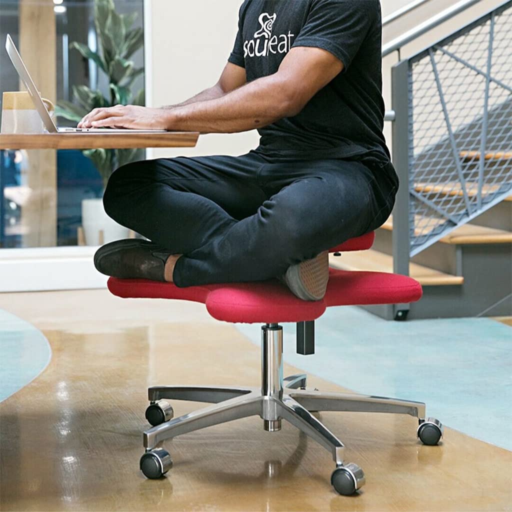 Kniestuhl, Ergonomischer Sitz, Fünfzackig mit Rollen, Höhenverstellbarer Hocker Zur Haltungsverbesserung und korrektur, Geeignet für Den Einsatz im Home Office, Mehrfarbige Ausführung ( Color : Black
