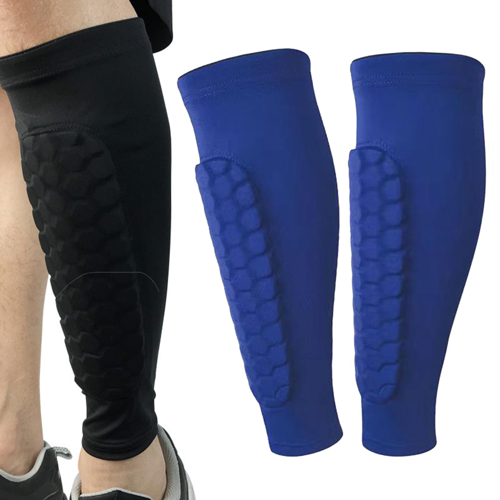 Multi-Sport Honeycomb Shin Guards: Ski Shin Protector + Football/Soccer/Hockey Shin Pads - Safe Shin Protectors for Boys, Kids, Teens & Adults (Ideal for Beginners) (Blue, M)