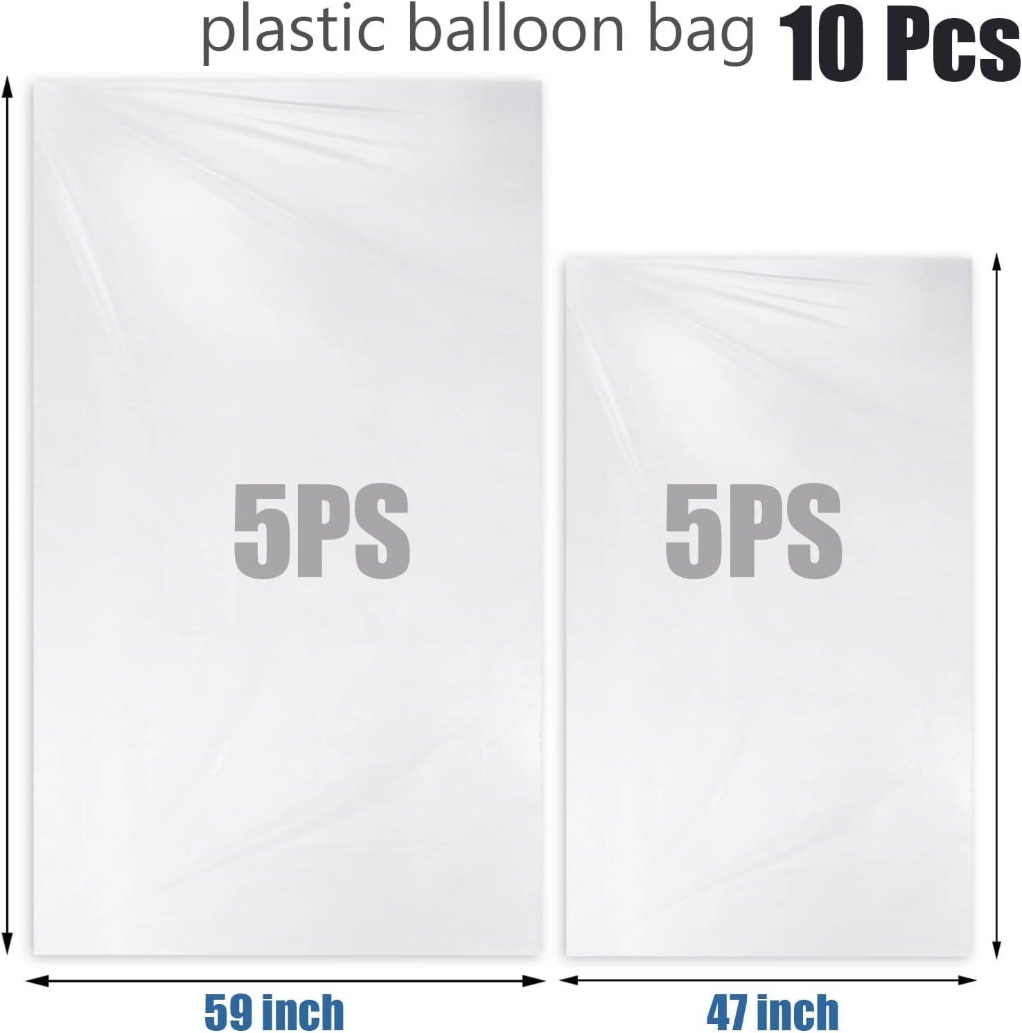 Large balloon bags(10 Pcs), balloon transport and ransparent giant storage bags 59x98 inches(5pcs) 47x59 inches(5pcs) thumbnail