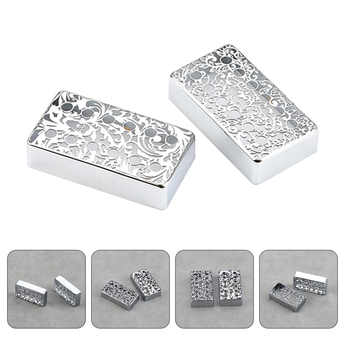 Toyvian Gitarren Tonabnehmerabdeckungen Stilvolles Florales Muster aus Metall in Silber 2 Stück Einfach zu Montieren Verbessern Klangqualität für E-gitarre Zubehör