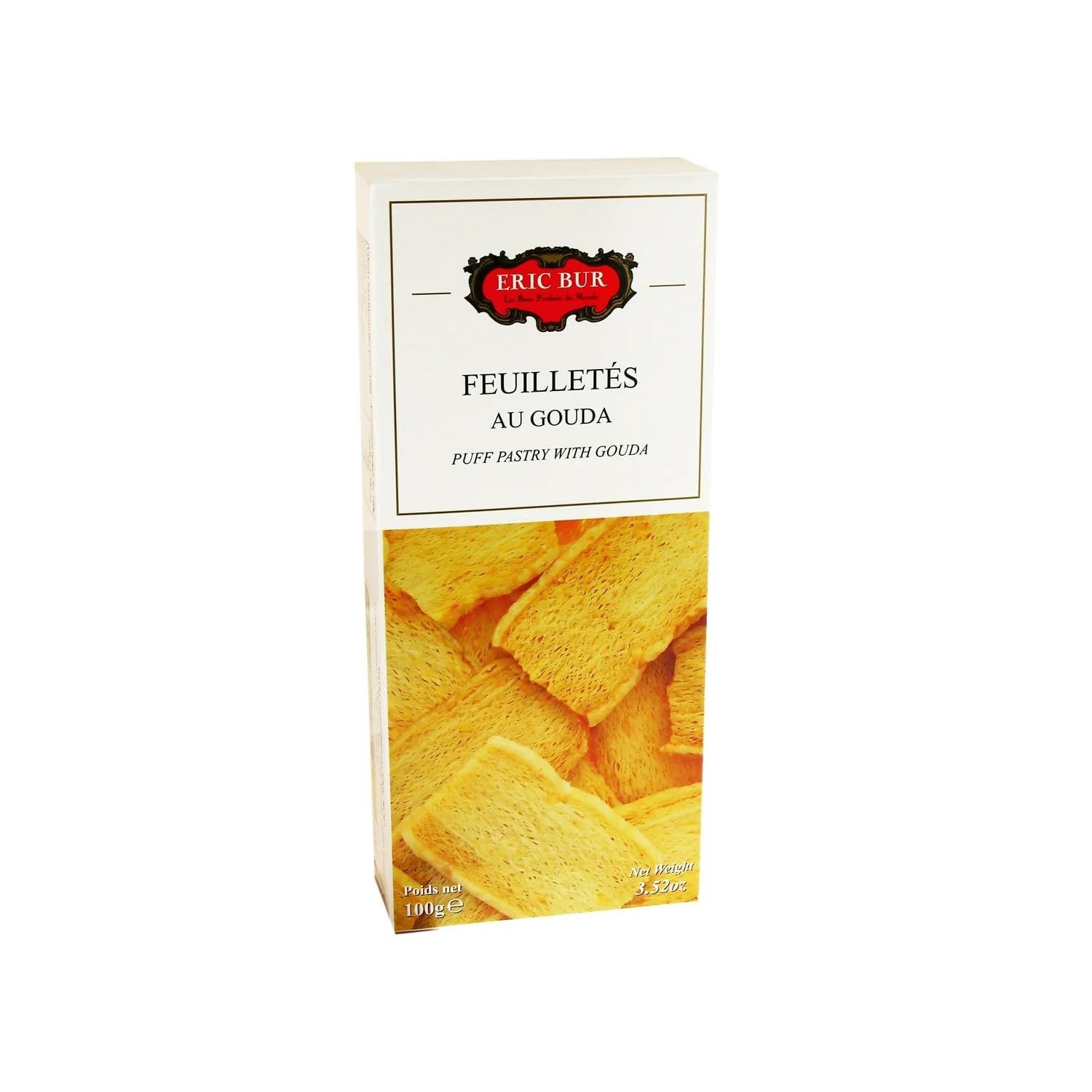 ERIC BUR - Biscuits Apéritifs Feuilletés au Gouda - Prêts à Déguster · Craquante et Légère - la boîte de 100g - Le Lot De 4