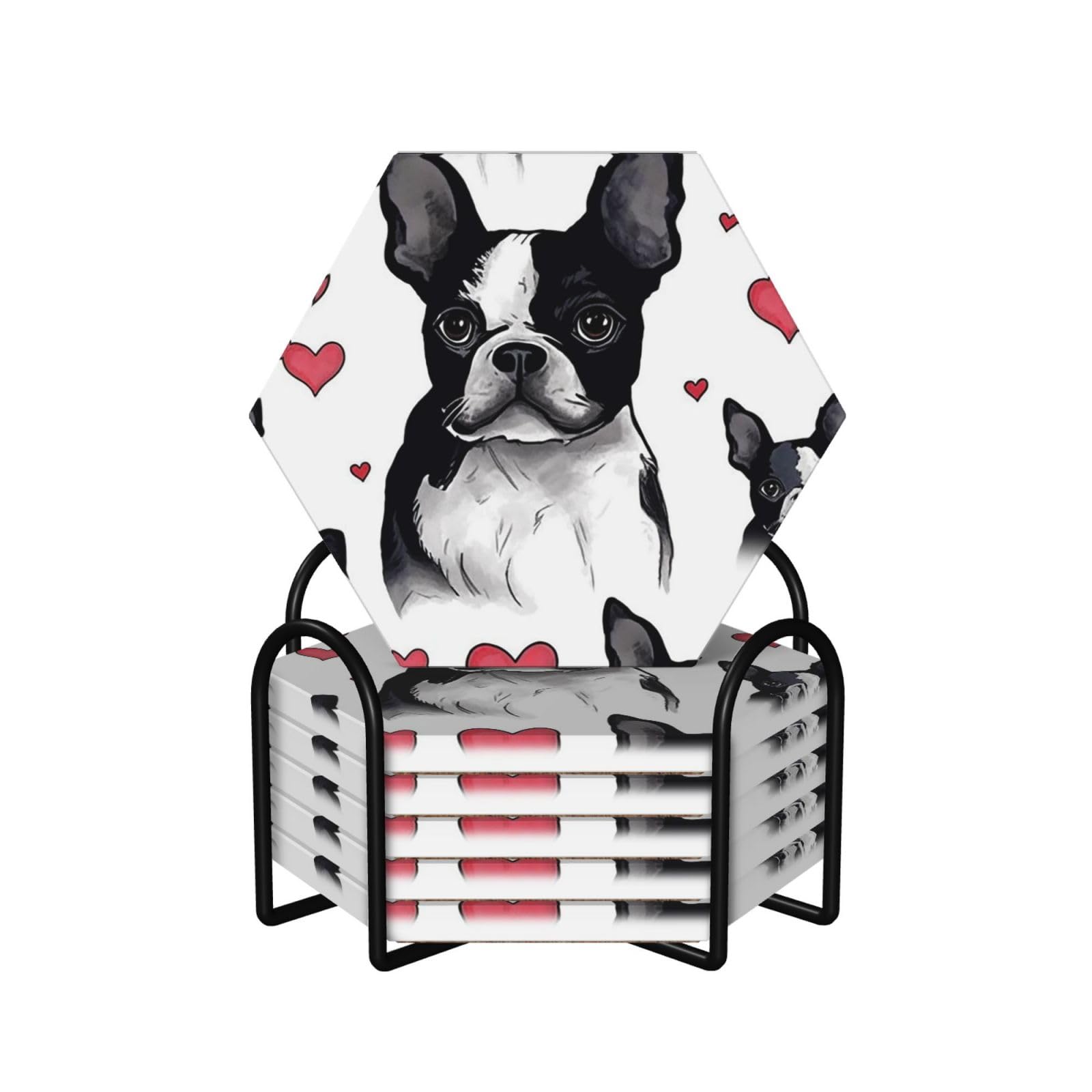 Dessous de verre chien Boston Terrier en céramique, le cadeau idéal pour amoureux de chiens