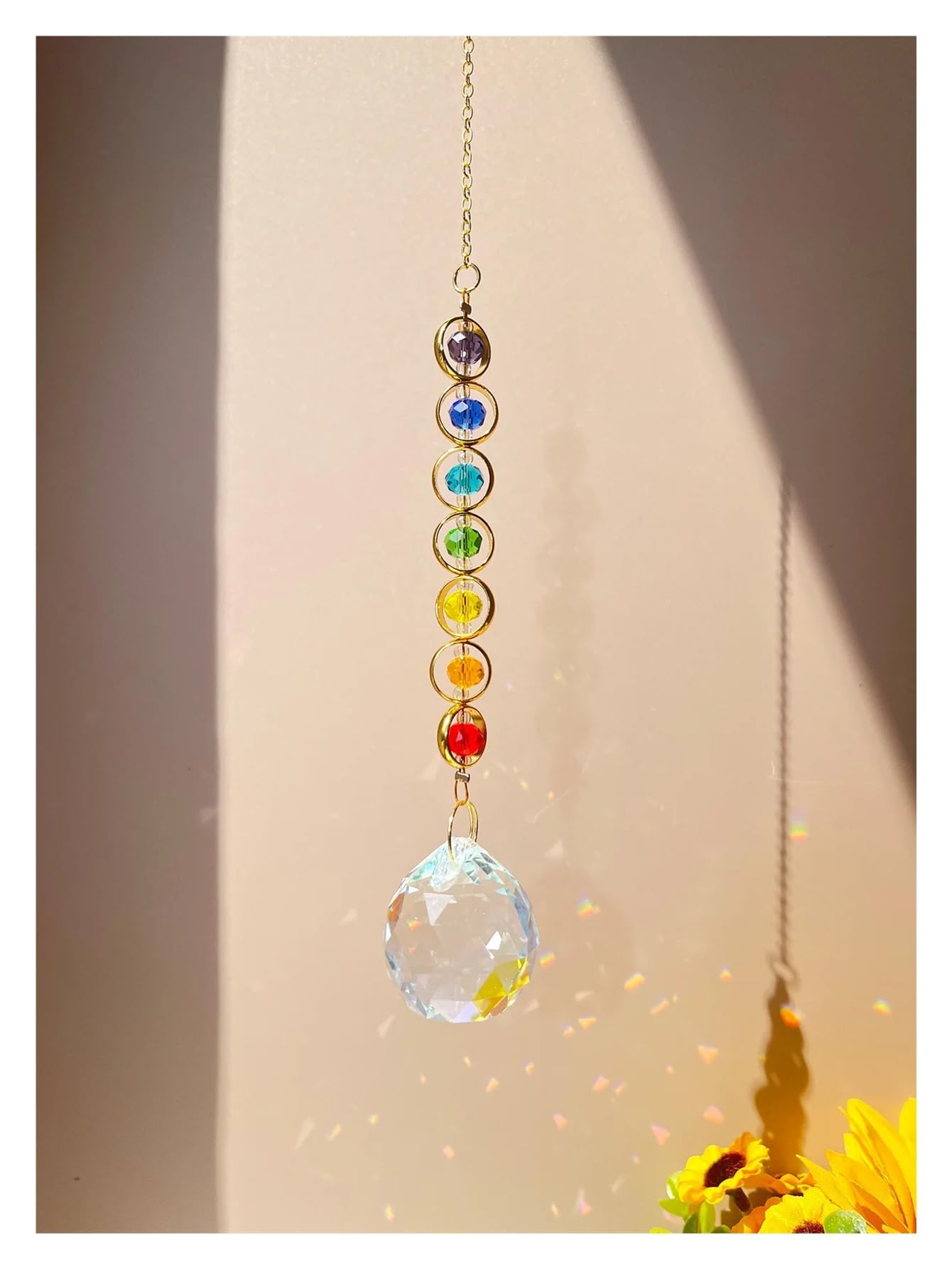 Crystal Suncatcher Mobile Meditation Home Decor Rainbow Maker Prism Suncatcher (Rainbow and Fantasy),1Pcs