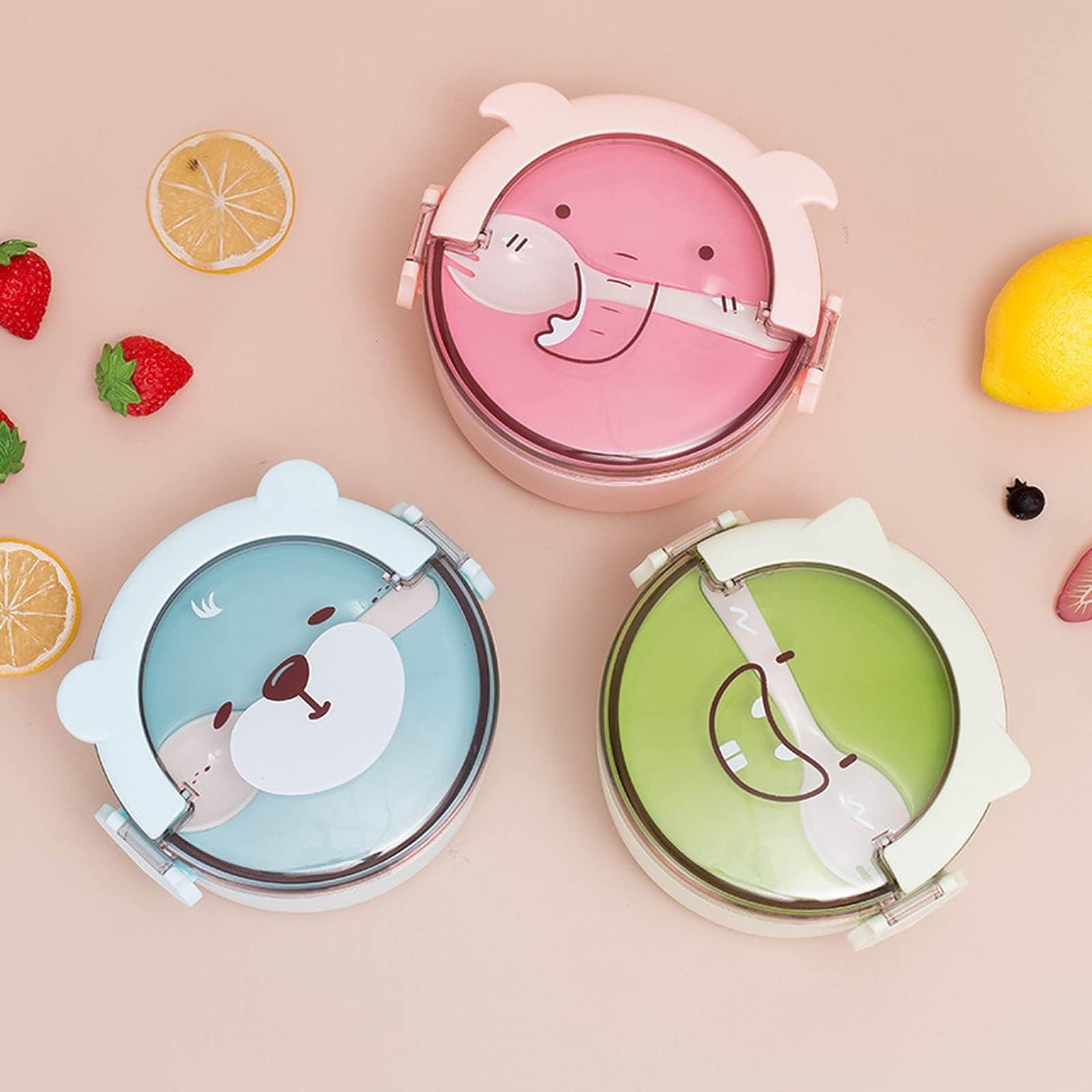 wolpin 1 Pc Lunch Box for Kids Leak Proof Tiffin Box for Boys, Girls, School & Office, Microwave Safe, Cartoon 800 ML Blue (Food Grade PP Plastic)