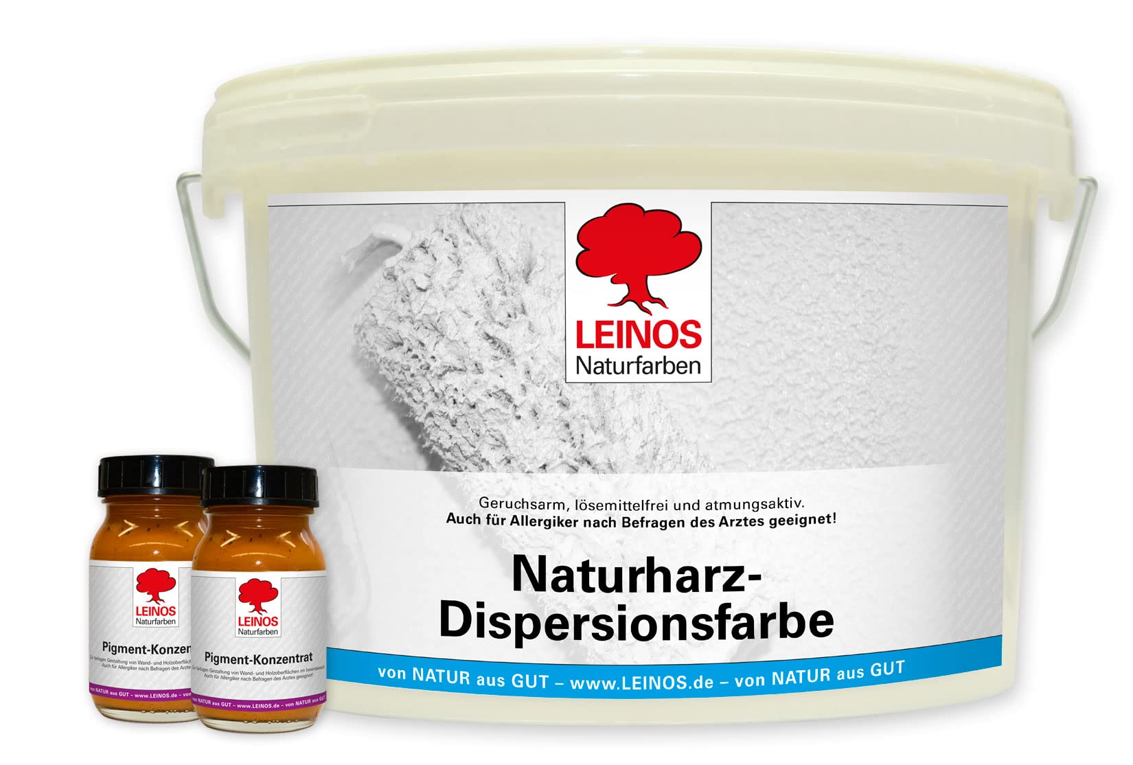 LEINOS Set de pintura para paredes (2,5 l, resina natural de emulsión 660 + 125 ml de pigmento concentrado 668.311 ocre Havanna