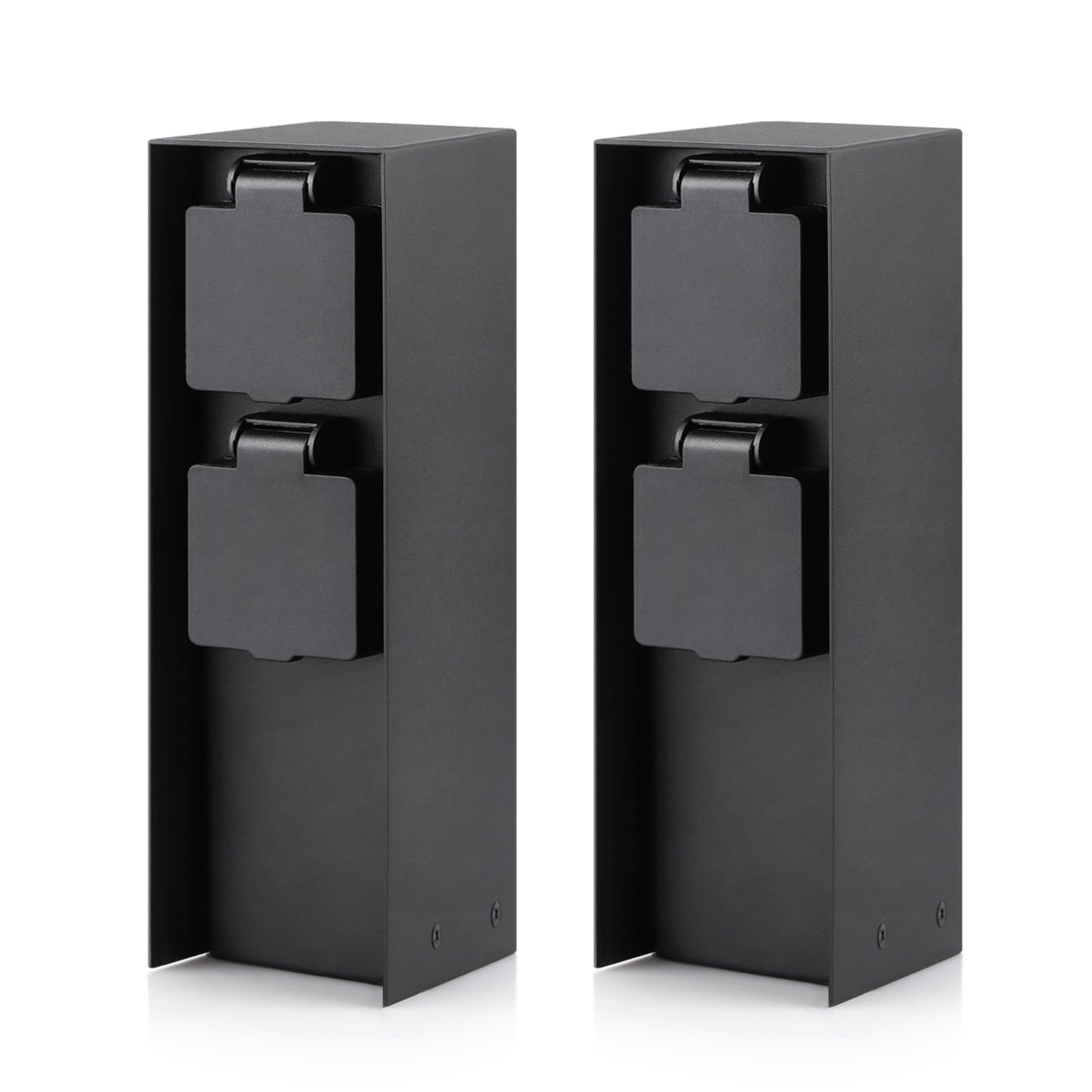 Colonna da giardino con 2 prese, max. 3680 W, IP44, presa esterna in alluminio, per esterni – rettangolare nero – 2 pezzi