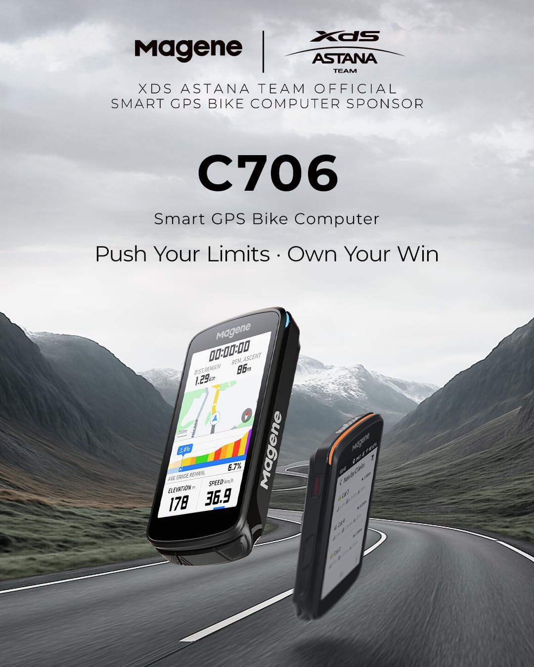Magene C706 Smart GPS Bike Computer – 3.3" Color Touchscreen with Map Navigation, Voice Guidance, Freeride ClimbPro, Live Segments, Dual-Band GNSS Cycling Computer