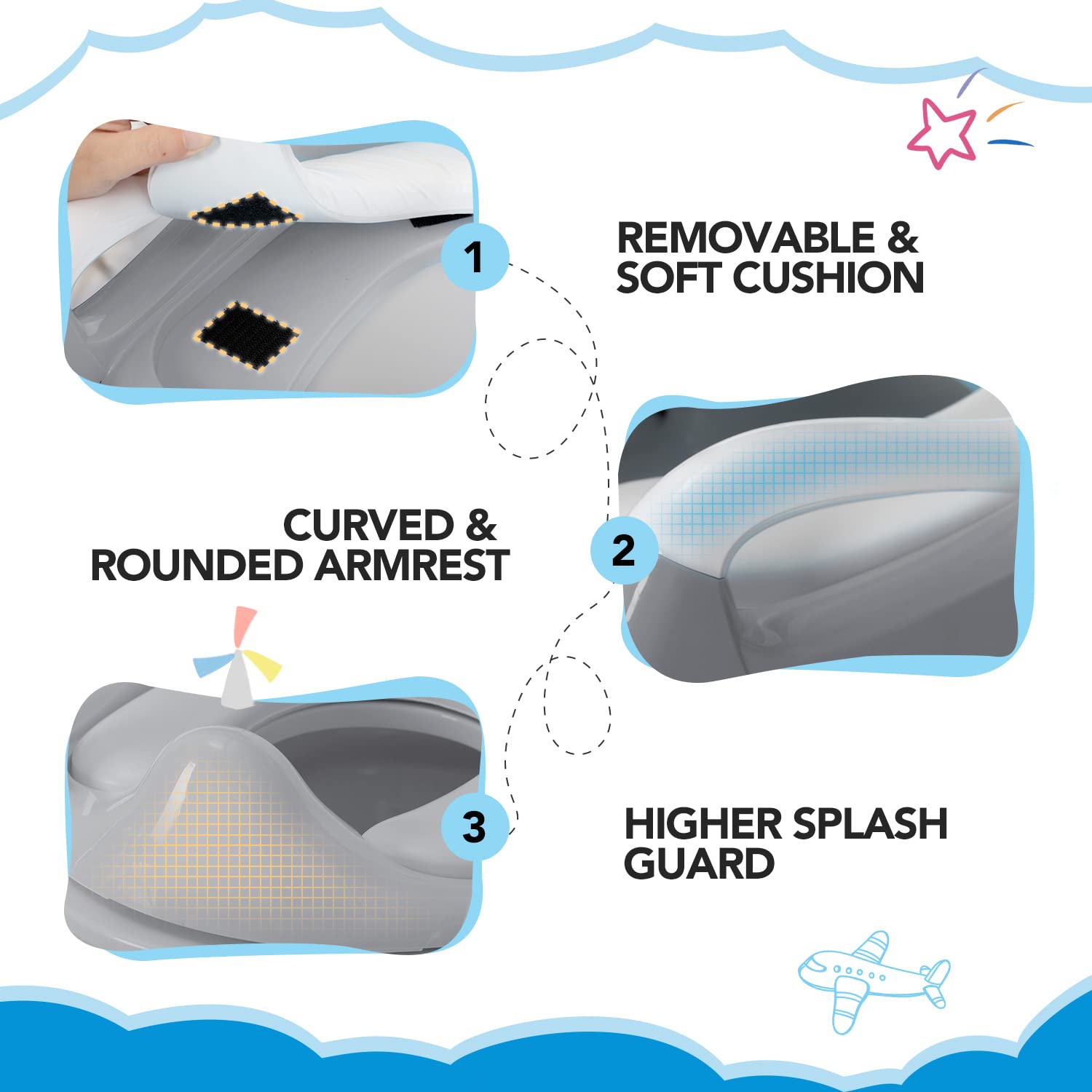 Asiento de entrenamiento para ir al baño (gris)