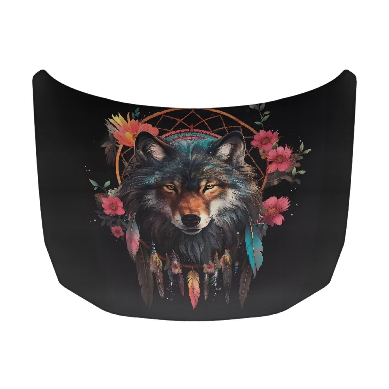 Car Hood Cover,Wolf Print Portable All Weather Car Hood Cover Protector Suitable Most Automotive Sedans Trucks Pickup Sports Cars,Car Accessories