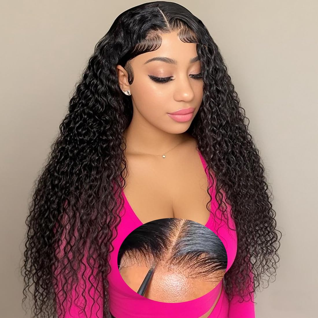 Wear and Go Glueless Wig Human Hair Pre Plucked Pre Cut 5x5 HD Lace Closure 20 Inch Water Wave Human Hair Wig for Black Women Brazilian Virgin Curly Wig Natural Black