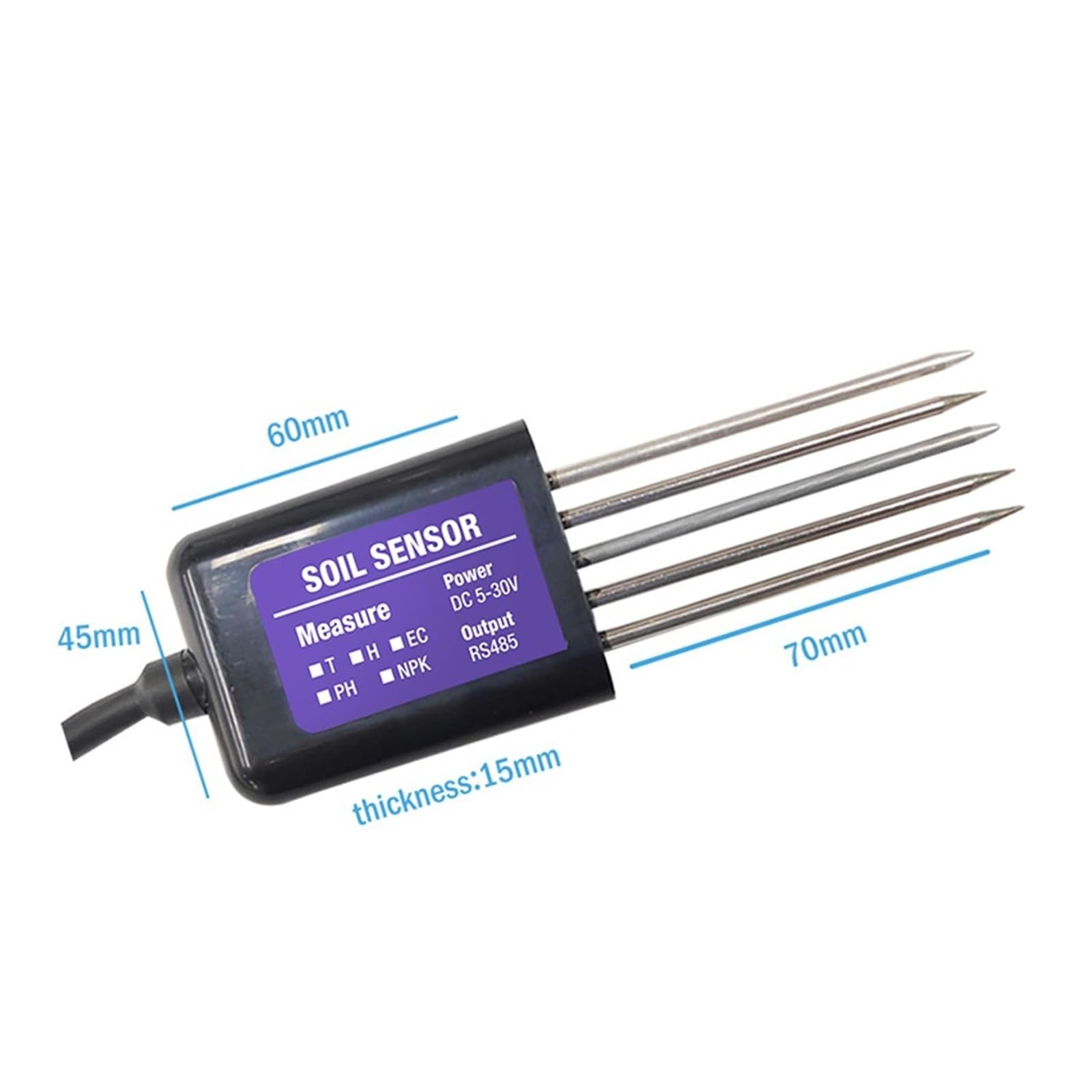 testeur de Sol Capteur de Sol RS485 Modbus 7 en 1: Mesure l'humidité du Sol, la température, l'humidité, la conductivité, Le pH, Le NPK(TH-NPK)