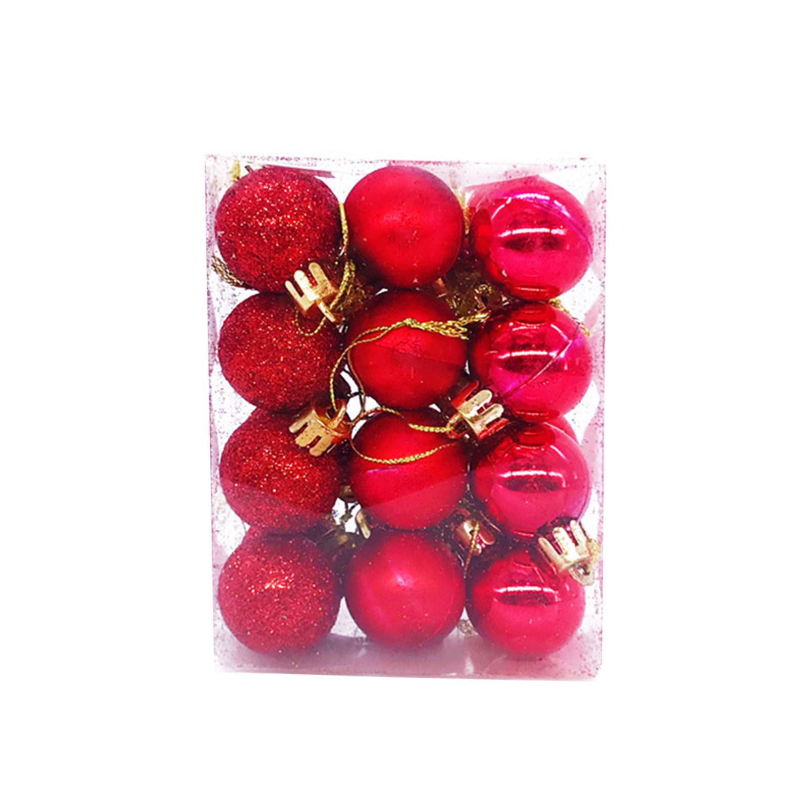 24 Pcs 30mm Christmas Ball Baubles Ornaments for Xmas Tree 3 Style Shatterproof Ornaments Hanging Balls Decoration for Birthday, Halloween, Holiday, Wedding, Christmas Tree Decorations
