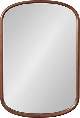 Miniatura 8 de Kate and Laurel Talma - Espejo de pared ovalado arqueado 24 x 36 nogal oscuro espejo de cápsula de transición con marco de madera maciza de álamo y