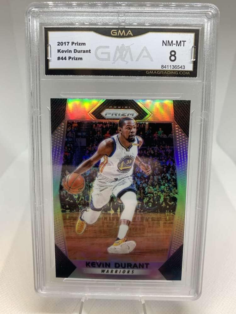 GMA Graded NM-MT 8 841136543 2017-18 Panini Prizm Silver Prizms #44 Kevin Durant Parallel Golden State Warriors Professionally Graded Basketball Card in NM-MT 8 Condition