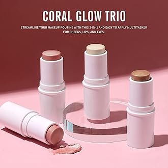 KIMUSE Multi Stick Trio Face Makeup, Cream Blush Stick for Cheeks & Lips, Contour Stick & Highlighter Makeup Sticks for All Skin